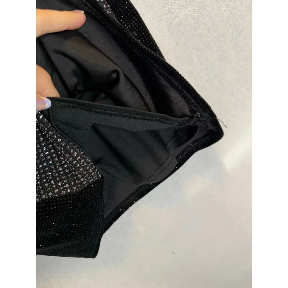 Urban Outfitters Mini Skirt 90's Patchwork Glitter Rhinestone Black A Line xs